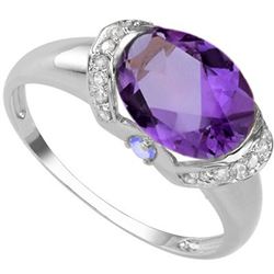 GENUINE 2.33 CTW AMETHYST AND 0.11 CTW TANZANITE PLATIN