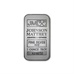 1 oz Silver Bar - Johnson Matthey (New/JM Logo Reverse)