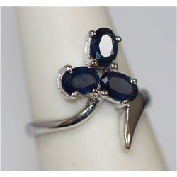 NATURAL 1.87 CTW SAPPHIRE RING .925 STERLING SILVER