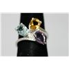 Image 2 : AMETHYST CIZRINE & BLUE TOPAZ RING .925 STERLING SILVER