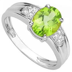 GENUINE 1.85B CTW PERIDOT AND 0.01 CTW DIAMOND PLATINUM