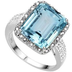 GENUINE 6.82 CTW BLUE TOPAZ AND 0.01 CTW DIAMOND PLATIN