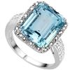 Image 1 : GENUINE 6.82 CTW BLUE TOPAZ AND 0.01 CTW DIAMOND PLATIN