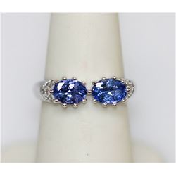 1.55 CTW TANZANITE AND DIAMOND RING .925 STERLING SILVE