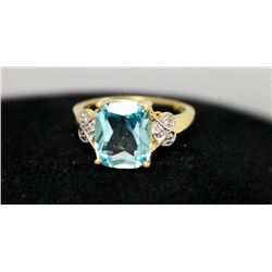 14K GOLD PLATED BLUE TOPAZ RING 12.09 CTW