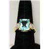 Image 2 : 14K GOLD PLATED BLUE TOPAZ RING 12.09 CTW
