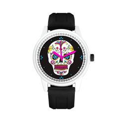 BLACK BAND/WHITE DAY OF THE DEAD WATCH