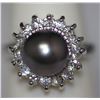 Image 1 : BLACK PEARL AND CZ RING