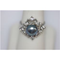 BLACK PEARL AND CZ RING