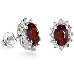 GENUINE 1.10 CTW GARNET AND 0.01 CTW DIAMOND PLATINUM P