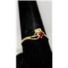 Image 1 : 14K GOLD PLATED RING W/ RED & CLEAR CZ