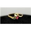 Image 2 : 14K GOLD PLATED RING W/ RED & CLEAR CZ