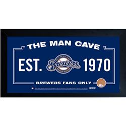 Milwaukee Brewers Man Cave Framed 10x20 Sign w/ Authent