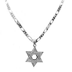 STAINLESS STEEL JEWISH STAR PENDANT COMES W/CHAIN