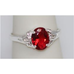 RED CZ .925 STERLING SILVER RING