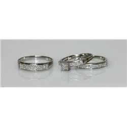 .925 STERLING SILVER CZ ENGAGEMENT RINGS W/ BANDS