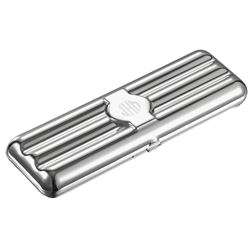 Visol Yale Silver Plated Triple Cigar Case