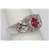 Image 2 : 1.15 CTW RUBY AND DIAMOND RING .925 STERLING SILVER