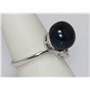 Image 2 : BLACK PEARL 3-STONE CZ RING .925 STERLING SILVER