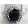 Image 2 : CZ SAPPHIRE AND CLEAR CZ PLATINUM PLATED RING