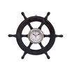 Image 1 : NAUTICAL 18" CHROME PIRATES SHIP WHEEL CLOCK