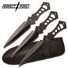 Image 1 : 7.5" ALL BLACK THROWING KNIVES SET OF 3 W/NYLON SHEATH