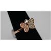 Image 2 : BEAUTIFUL 14K ROSE GOLD PLATED BUTTERFLY RING W/ CZ EMB