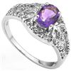 Image 1 : GENUINE .62 CTW AMETHYST AND DIAMOND PLATINUM PLATED .9