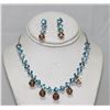 Image 1 : 67.00 CTW BLUE TOPAZ & CITRINE NECKLACE/EARRING SET