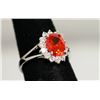 Image 2 : CLEAR & ORANGE CZ SILVER RING