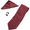 Image 1 : Marcus Red Stripe Pattern Tie, Cufflinks and Pocket Squ