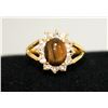 Image 1 : 14K GOLD PLATED SYNTETIC TIGEREYE RING
