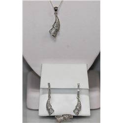 1.79 CTW MICRO PAVE CZ EARRING, RING,PENDANT SET .925 S