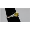 Image 1 : .925 STERLING SILVER YELLOW CZ SOLITAIRE RING W/WHITE C