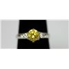 Image 2 : .925 STERLING SILVER YELLOW CZ SOLITAIRE RING W/WHITE C