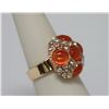Image 2 : DOME STYLE FASHION JEWELRY SYNTHETIC ORANGE STONE AND C