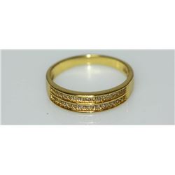 14K GOLD POLISH ON .925 STERLING SILVER BAND RING W/ WH