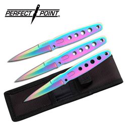 6.5" RAINBOW COLORED SET OF 3 THROWING KNIVES