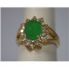 Image 1 : SYNTETIC JADE AND CZ 14K GOLD PLATED RING