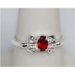 RED CZ .925 STERLING SILVER RING