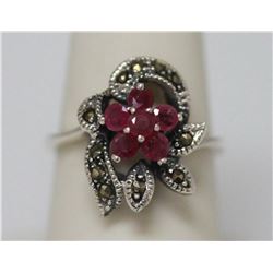 0.40 CTW RUBY RING ANTIQUE STYLE JEWELRY .925 STERLING