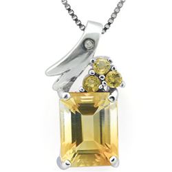 GENUINE CITRINE 2.12 CTW PLATINUM PLATED .925 STERLING