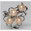 Image 1 : HEART SHAPE PEACH PEARL CZ BROOCH .925 STERLING SILVER