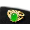 Image 1 : 14K GOLD PLATED SYNTHETIC JADE AND CZ RING