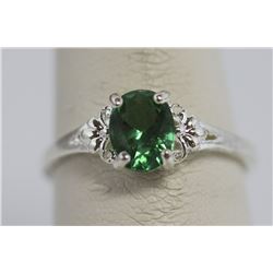 GREEN CZ  .925 STERLING SILVER RING