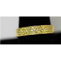 14K GOLD POLISH ON .925 STERLING SILVER BAND RING W/ WH