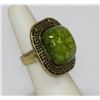 Image 2 : Antique Style Green Square CZ Ring