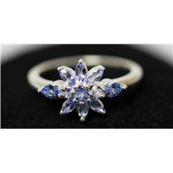 .925 STERLING SILVER .89 CTW TANZANITE RING