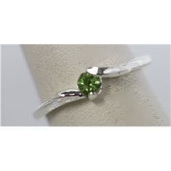 SILVER PLATED LIGHT GREEN RHINESTONE RING