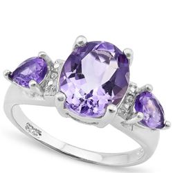 GENUINE 3.11 AMETHYST PLATINUM PLATED .925 STERLING SIL